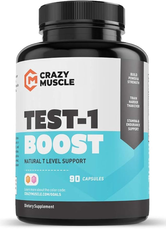 Crazy Muscle Testosterone Booster for Men and Women (over 1,300mg per capsule) to Increase Low Testosterone Levels by Crazy Muscle - Reverse The Effects of Low Test on Muscle and Fat - 90 Pills