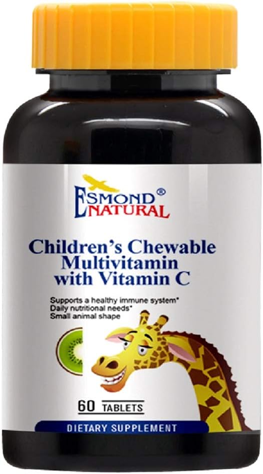 (3 Pack) Esmond Natural: Children's Chewable Multivitamins with Vitamin C (Former Kiwi Fruit Complex), GMP, Natural Product Assn Certified, Made in USA - 180 Tablets