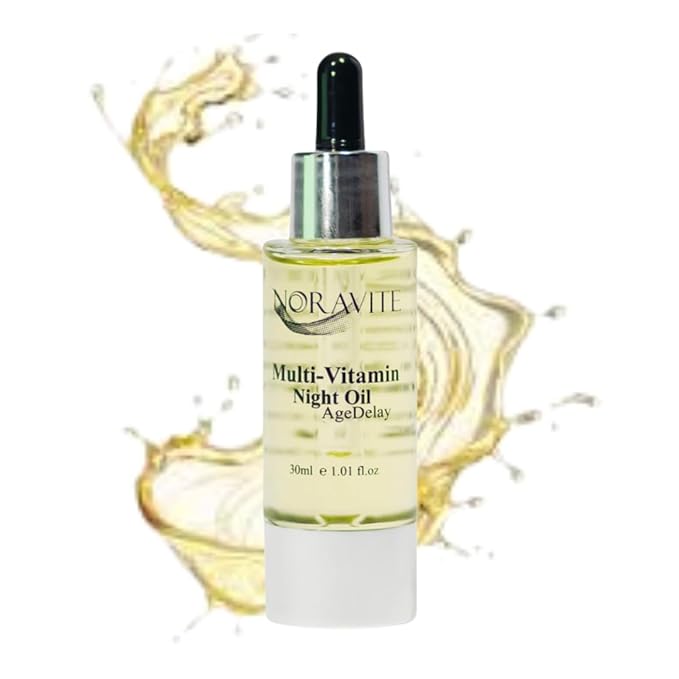 AgeDelay Multi-Vitamin Night Facial Oil - Intensive Skin Tightening Oil & Moisturizer - Nourishes Protects & Rejuvenates - Antioxidant Serum w/Vitamin E, Omega 3,6,9 & Seaweed - 30ml