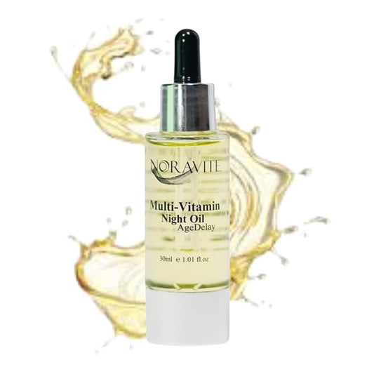 AgeDelay Multi-Vitamin Night Facial Oil - Intensive Skin Tightening Oil & Moisturizer - Nourishes Protects & Rejuvenates - Antioxidant Serum w/Vitamin E, Omega 3,6,9 & Seaweed - 30ml