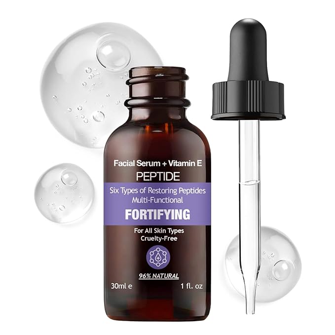 6 X PEPTIDE Natural Facial Serum with Copper Tripeptide-1, Signal Peptides for skin barrier and repairing Pairs Well with Vitamin C Serum & Hylunaric Acid Moisturizer 30ml Purifect Made in USA