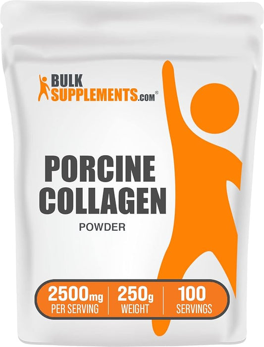 BulkSupplements.com Porcine Collagen Powder - Hydrolyzed Collagen Powder, Collagen Supplement, Collagen Protein Powder - Gluten Free, 2500mg per Serving, 250g (8.8 oz) (Pack of 1)