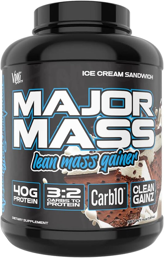 VMI Sports | Major Mass Lean Mass Gainer Ice Cream Sandwich | Mass Gainer Protein Powder for Muscle Gain | Weight Gainer Protein Powder for Men | Weight Gainer for Women (Ice Cream Sandwich, 4 Pounds)