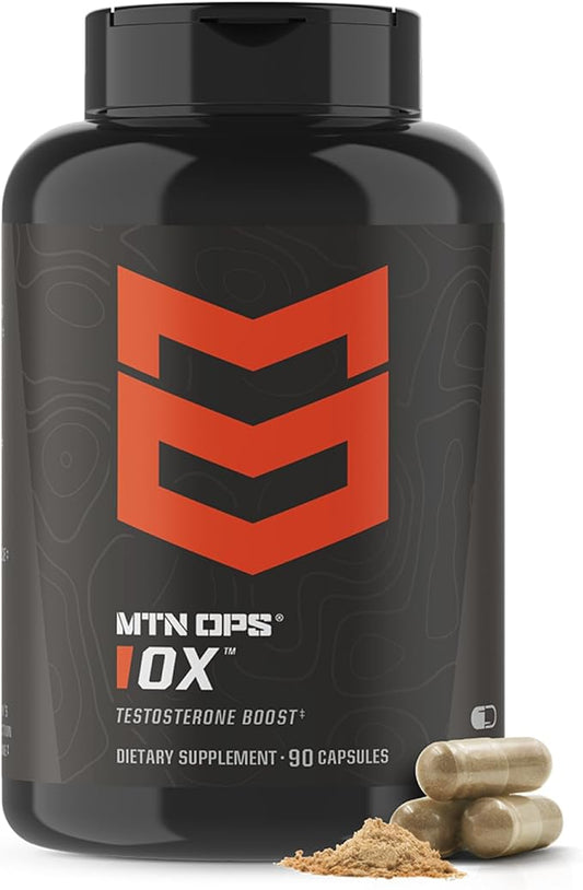 MTN OPS Ox Testosterone Booster, Testosterone Supplement for Men Blend with Tribulus Terrestris & Adrenal Support Blend with Maca Root Capsules, 30 Servings