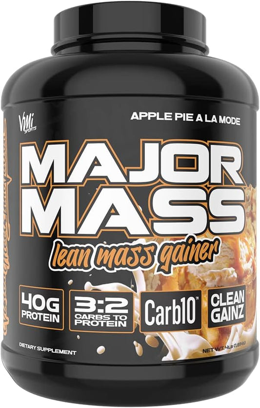 VMI Sports | Major Mass Lean Mass Gainer | Mass Gainer Protein Powder for Muscle Gain | Weight Gainer Protein Powder for Men | Weight Gainer for Women (Apple Pie, 4 Pounds)