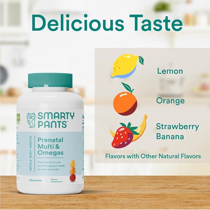 SmartyPants Prenatal Vitamins for Women, Multivitamin Gummies: Omega 3 Fish Oil (EPA/DHA), Biotin, Methylfolate, Vitamin D3, C, Vitamin B12, B6, Vitamin A, K & Zinc, 120 Count (30 Day Supply)