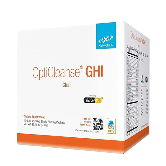XYMOGEN OptiCleanse GHI Detox Cleanse - Vegan Protein Powder with Vitamins, Phytonutrients, Minerals to Help Detox - Cytokine Balance, Liver Detox + Gut Health Support - Chai (10 Packets)
