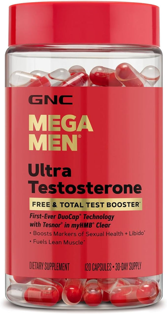 GNC Mega Men Ultra Testosterone | Free & Total Test Booster | 120 Count