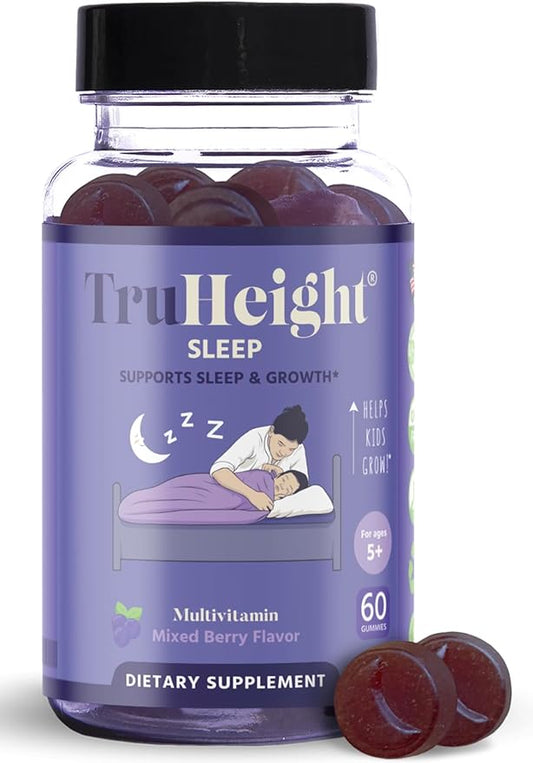 TruHeight Sleep Gummies - Kids & Teen Natural Sleep Aid for Growth & Development - Endorsed by Pediatricians - Kids Melatonin Gummy - Melatonin, Ashwagandha, L Theanine, Lemon Balm, Ages 4+