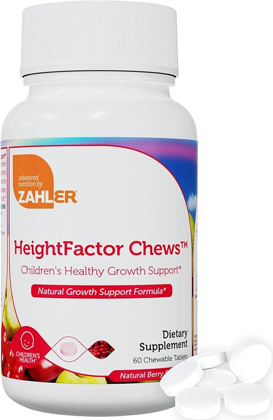 Zahler HeightFactor Chewable Tablets - Natural Kids Height Growth Supplement for Children Age 4+ Doctor Formulated Height Increase Maximizer to Grow Taller - Natural Growth Support Formula, 60 Count