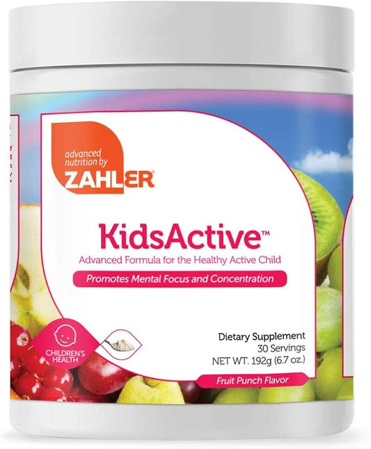 Zahler KidsActive, Kids Concentration Formula Powder, All Natural Children’s Supplement Supporting Focus, Certified Kosher, 30 Servings Fruit Punch Flavored Powder