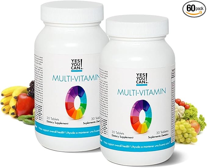 Yes You Can! Daily Multivitamins for Men and Women - Helps Assist Overall Health & Well-Being, Contains Antioxidants, Rich in Vitamin A, B, C & E - Daily Vitamins - 30 Tablets - 2 Pack