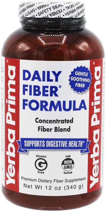 Yerba Prima Daily Fiber Formula 12 oz (3 Pack) - Soluble & Insoluble Dietary Fiber Supplement - Colon Health - Vegan, Non-GMO, Gluten-Free