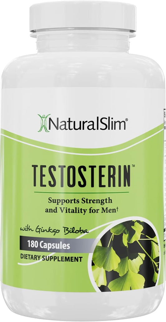 NaturalSlim Testosterin Mens Multivitamins Testosterone Booster - Testosterone Supplement with Vitamin B3, Zinc, Proprietary Blend & Testofen for Muscle Support, Stamina & Metabolism - 180 Capsules