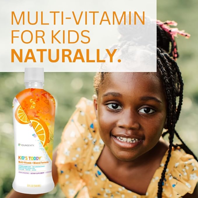 Youngevity Kid's Toddy™ - Mega Multivitamin for Kids & Children Age 2+ - 14 Vitamins, 10 Minerals, Phytonutrient Blend - Highly Absorbable - Great Tasting Orange 32 Fl Oz (Pack of 1)