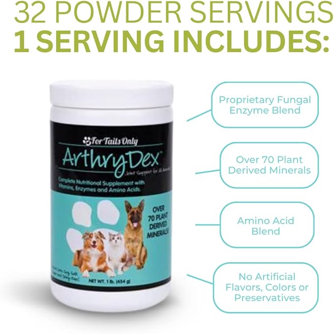 Youngevity Arthrydex Complete Nutritional Supplement | Vitamins Probiotics Enzymes | Pets Healthy Bones & Joints -1 lb Canister (Pack of 4)