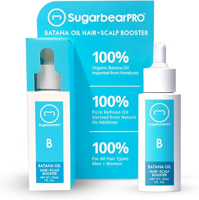 Sugarbear Hair Vitamin Gummy 2 Month Supply & 1 Pure Batana Natural Hair Growth Oil-Extra Strength Biotin 6000mcg, Women, Men, Vegan Vitamin B12, MSM, Inositol, Elderberry, Kosher, Halal, Cruelty-Free