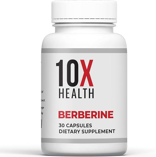 10X Health Berberine Supplement 500mg - Contains Dihydroberberine Supplement for Better Absorption - Supports Cardiovascular & Gut Health Supplements for Women & Men - 30 Capsules