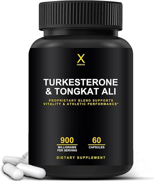 HUMANX Turkesterone & Tongkat Ali 900mg - Supports Energy, Stamina, and Muscle Recovery and Growth - Turkesterone Supplement - Tongkat Ali Supplement - Long Jack Extract (Eurycoma Longifolia)