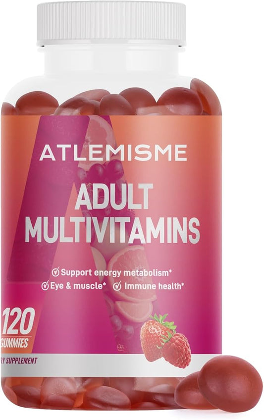 Adults Multivitamin Gummies,Mixed Berry Flavor,Essential Daily Vitamins A, C, D2, E, B5, B6, B12, Biotin & Zinc for Teens and Adults, 120 Count, 3g Each,Gelatin Free,Gluten-Free,Non-GMO