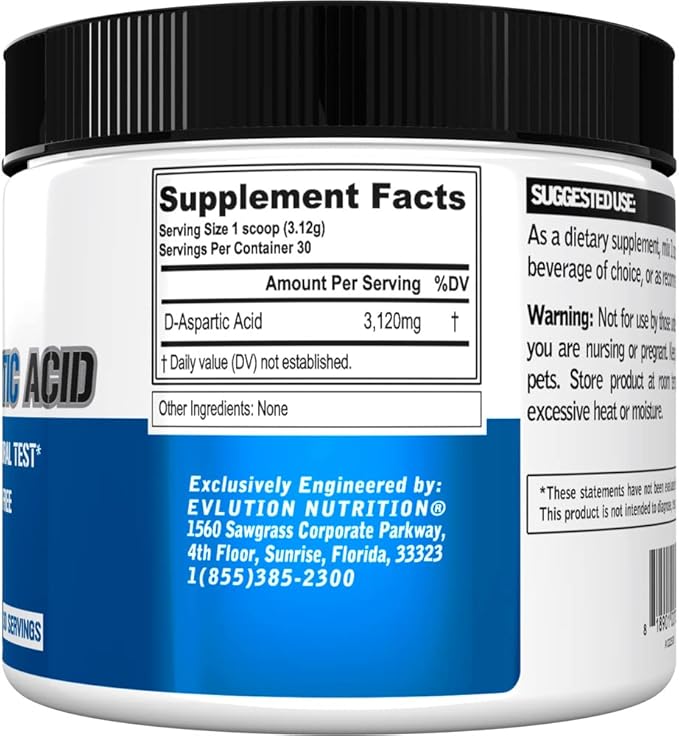 D Aspartic Acid Testosterone Booster for Men - 3120mg DAA D-Aspartic Acid Pre Workout Powder Muscle Builder for Men 3.12g - Men's Health Supplement for Enhanced Drive Potency and Vigor - Unflavored