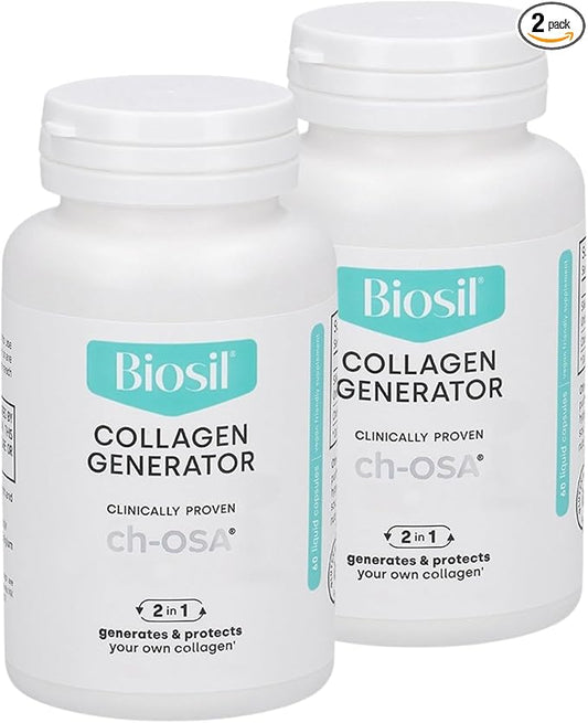 Biosil Collagen Generator - 60 Liquid Capsules, Pack of 2 - with Patented ch-OSA Complex - Generates & Protects Your Own Collagen - GMO Free - 60-Day Supply