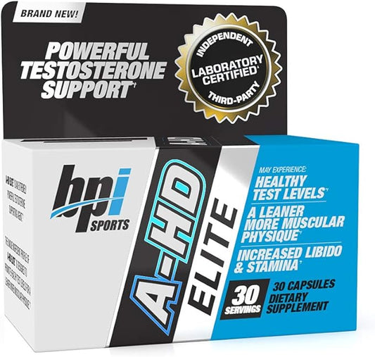 BPI Sports A-HD Elite – Men’s Powerful Testosterone Booster – Natural Stamina, Strength, Sexual Support – Increases Metabolism – Fat Burning – Strength – Muscle – 30 Servings – 500mg
