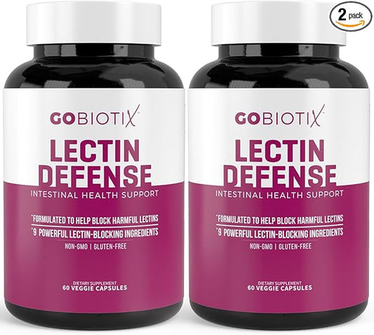 GOBIOTIX Lectin Defense - Lectin Blocker Supplement with MSM and Digestive Enzymes - Aids in Intestinal Health for Women and Men - Non-GMO + Gluten Free - 60 Capsules (2)
