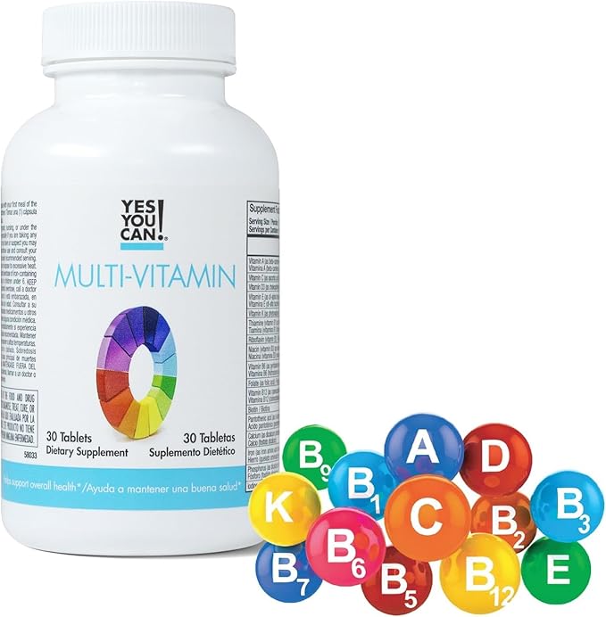 Yes You Can! Daily Multivitamins for Men and Women - Helps Assist Overall Health & Well-Being, Contains Antioxidants, Rich in Vitamin A, B, C & E - Daily Vitamins - 30 Tablets - 1 Pack