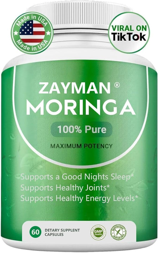 ZAYMAN Moringa Powder Capsules | 800mg of Pure Nutrient Rich Moringa Powder Moringa Supplement | 100% Pure & Natural Superfood, Vegan Greens, Multivitamin - Supports Energy, Skin Health, Gut Health