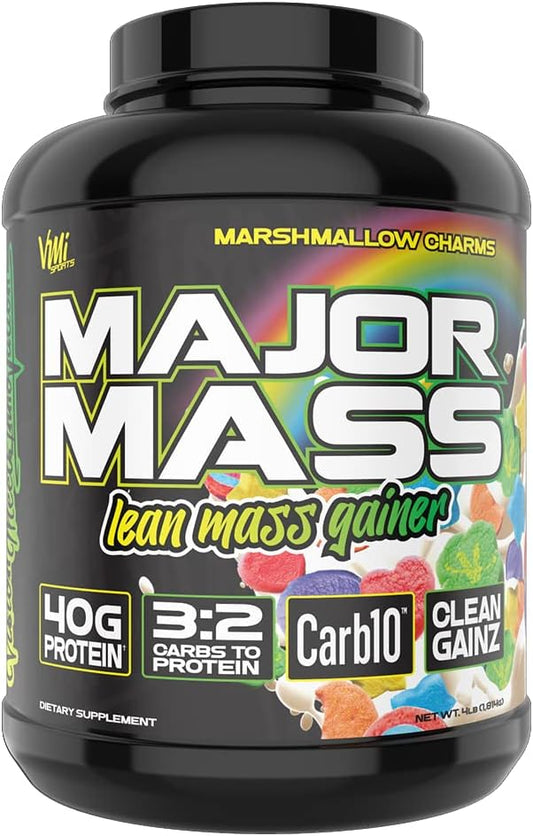 VMI Sports | Major Mass Lean Mass Gainer | Mass Gainer Protein Powder for Muscle Gain | Weight Gainer Protein Powder for Men | Weight Gainer for Women (Marshmallow Charms, 4 Pounds)