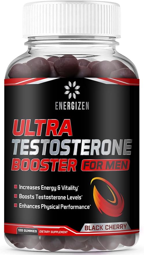 8in1 Testosterone Booster for Men with Tongkat Ali, Fenugreek, Ashwagandha and Magnesium - Improve Libido & Hormonal Balance, Non GMO Made in the USA, Black Cherry, 120 Count Gummies for Men