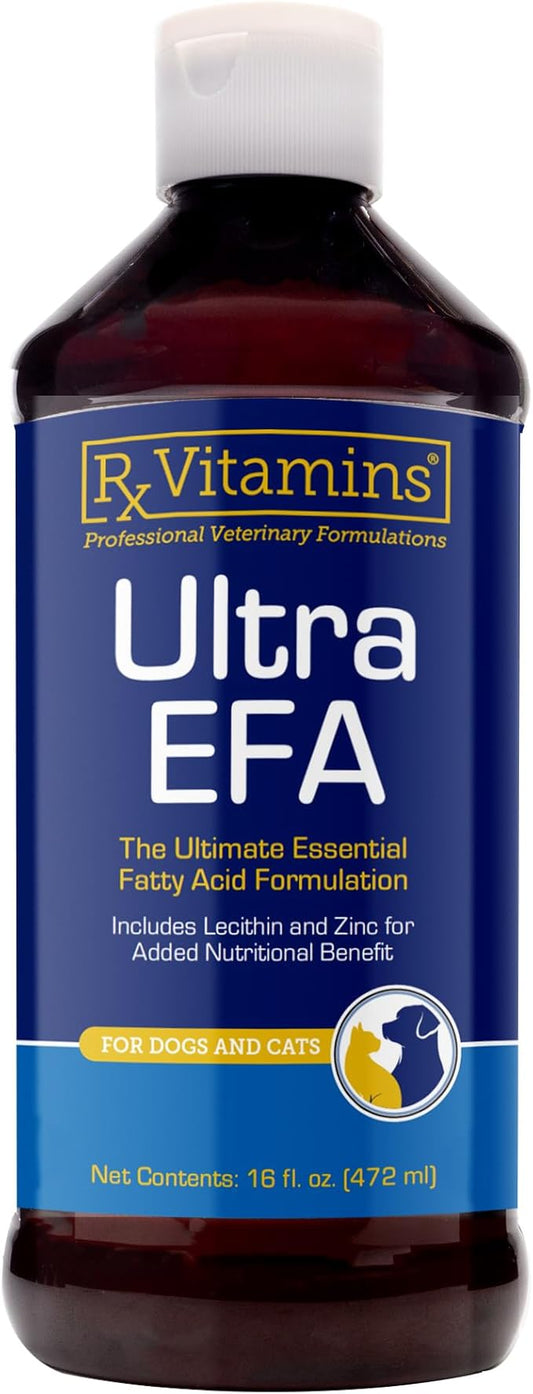 Rx Vitamins Ultra EFA Omega 3 Fish Oil for Dogs & Cats - Promotes Heart, Brain, and Joint Health with Vitamin E, Biotin, and Zinc - Liquid Fish Oil for Itch Relief & Dog Shedding - 16 oz