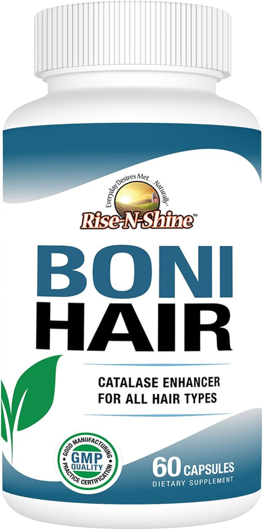 BoniHair Catalase Supplement for Vibrant, Youthful Hair Support- 10,000 IU Catalase with Saw Palmetto, Biotin, Fo-Ti, PABA - 60 Capsules