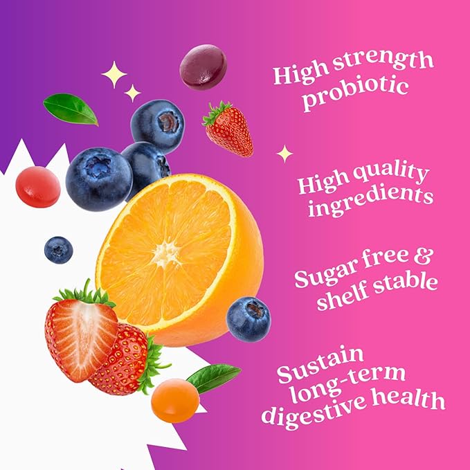 BeLive Probiotic Gummies - Probiotics with 5 Billion CFUs for Digestive Health, Men, Women & Kids Probiotic Supplements for Immune Support, Sugar Free & Vegan – Blueberry, Strawberry & Orange | 3-Pack