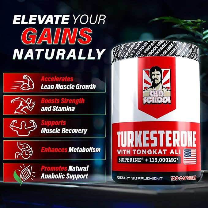 Turkesterone 15,000mg [Max Potency] + BioPerine® for High Absorption Supplement with Tongkat Ali - Increase Lean Muscle Growth & Recovery, Drive & Stamina - USA Made & Non GMO - 120 V Capsules