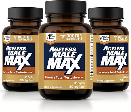 Max Total Testosterone Booster for Men (180 Caplets, 3-Pack)
