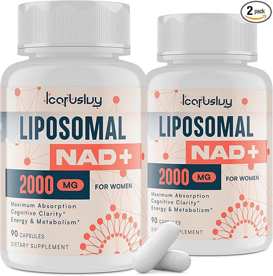 2000MG Liposomal NAD+ for Women, NAD+ Supplement, with Ashwagandha, Maca, Black Cohosh & Ginkgo Biloba, Max Absorption, NAD Plus - Menopause, Cognitive Clarity, Energy, Aging Defense, 180 Capsules