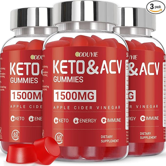 (3 Pack) Apple Cider Vinegar Gummies | Keto ACV Gummies for Energy with Vitamin B6 & B12 | ACV Supplement | Apple Flavor | 60 Vegan Gummies for Women and Men
