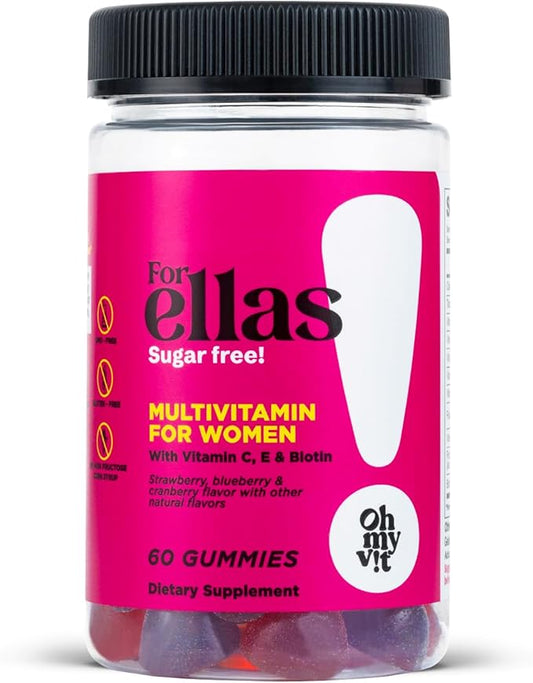 OH MY VIT! for Ellas Women’s Multivitamin Gummy with Vitamins C, E, and Biotin, Sugar Free Berry Flavor, 60 Count