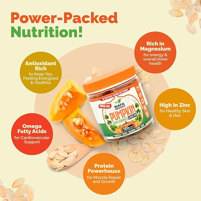 Sugar-Free Pumpkin Seed Oil Gummies 4000 mg - Prostate & Bladder Control Gummies Supplement, Non-GMO, No Artificial Ingredients, Hair Growth & Heart Support, Vegan Extract for Men & Women - 120 Count
