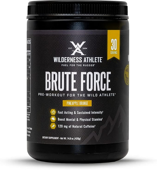 Wilderness Athlete - Brute Force Pre-Workout | Best Pre Workout Powder for Women & Men - Preworkout Drink Supplements with Natural Caffeine - Workout Supplement for Men & Women (Pineapple Orange)