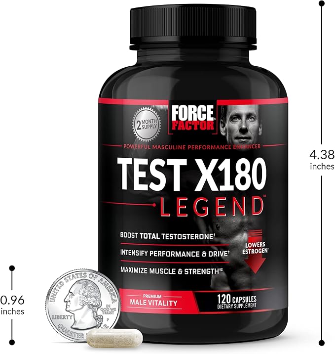 FORCE FACTOR Test X180 Legend Testosterone Booster for Men to Build Muscle & Strength, Performance, Testosterone Supplement for Men’s Health, Testosterone Support, 120 Capsules