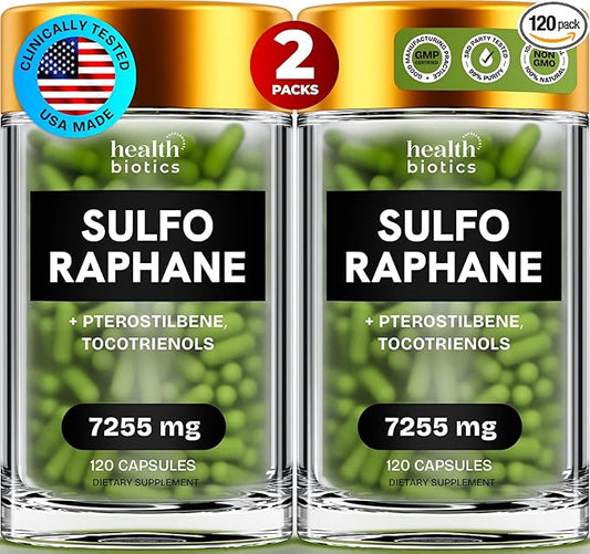 7255MG Sulforaphane Supplement Organic Broccoli Sprouts | Sulforaphane Kids & Adult | Organic Broccoli Florets & Broccoli Seeds | Stabilized Sulforaphane Glucosinolate | 240 Broccoli Pills (2 Packs)