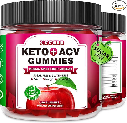 2 Pack Sugar Free Keto ACV Gummies Advanced 180 Count Keto ACV Gummies with B6 & B12 - Keto Gummy Diet Supplement for Women Men, Vegan & Non-GMO Low-Carb - 1500MG Made in USA