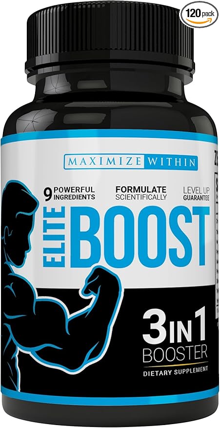 Maximum Slim Elite Boost 3 in 1 Formula Naturally Promotes Testosterone Libido, Energy,Muscle Mass & Stamina, Powerful Ingredients Veggie Capsules