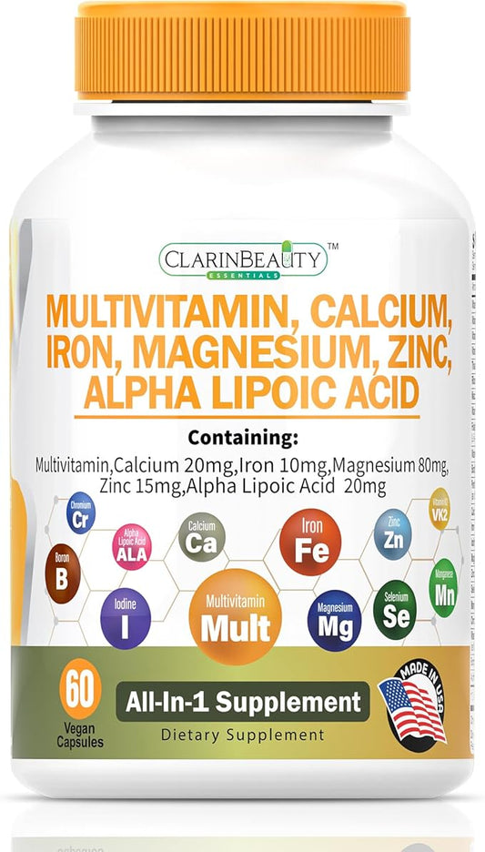 Advanced Multivitamin, Calsium, Iron, Magnesium, Zinc, with Vitamins A, C, D, C, B-12, K-2 & More for Heart Health, Energy, Metabolism, Muscle, Immune, Skin, Bone, & Eye Support