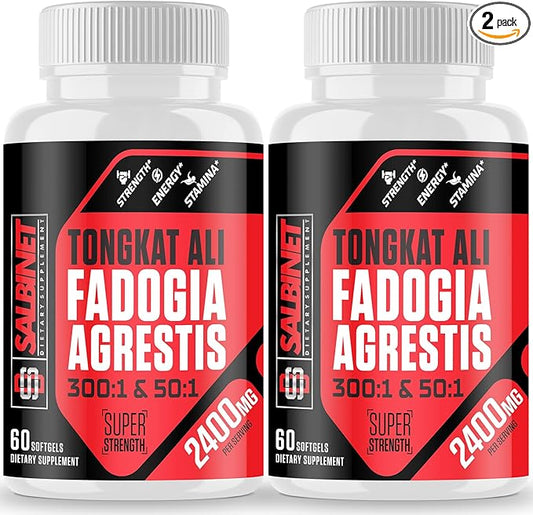 2400mg Fadogia Agrestis Tongkat Ali Supplements - Third Party Tested - 1400mg Fadogia Agrestis & 1000mg Tongkat Ali, Maximum Strength, Muscle Mass & Athletic Performance, 2 Packs