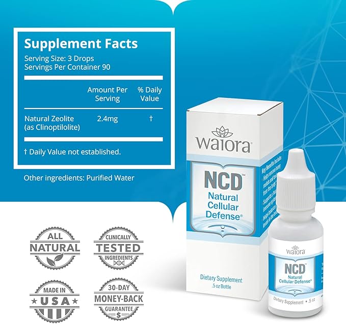 Waiora Natural Cellular Defense (NCD) Liquid Zeolite Drops, Clinoptilolite for Men & Women - Supplement for Immune, Healthy Gut Support, Cleanse, pH Balance (0.5oz Bottle, 1 ct – 90 serv)…