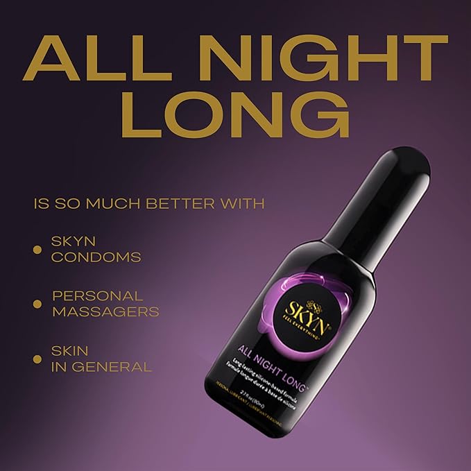 SKYN All Night Long Silicone-Based, Long Lasting Lube (2.7 oz) for Men, Women and Couples, Safe with Latex and Non-Latex Condoms